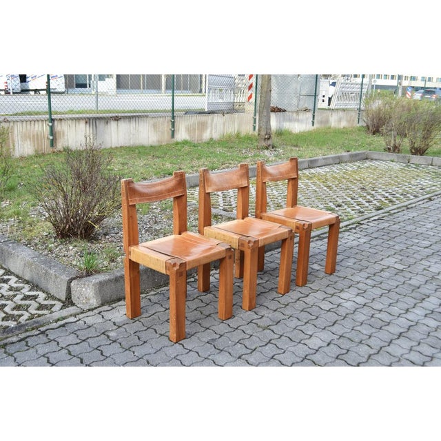 Model S11 Saddle Dining Chairs in Cognac Leather by Pierre Chapo, 1960s, Set of 3 For Sale - Image 12 of 18