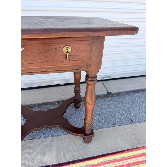 Farmhouse Antique William & Mary Style Pine Hall Table, 19th Century For Sale - Image 3 of 10