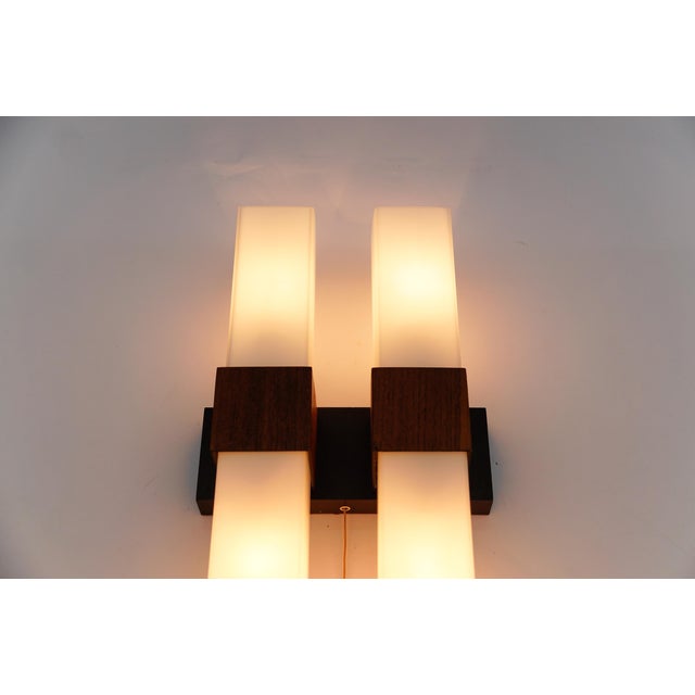 Teak and Opaline Glass Wall Lamp from Kaiser Leuchten, 1960s For Sale - Image 13 of 17