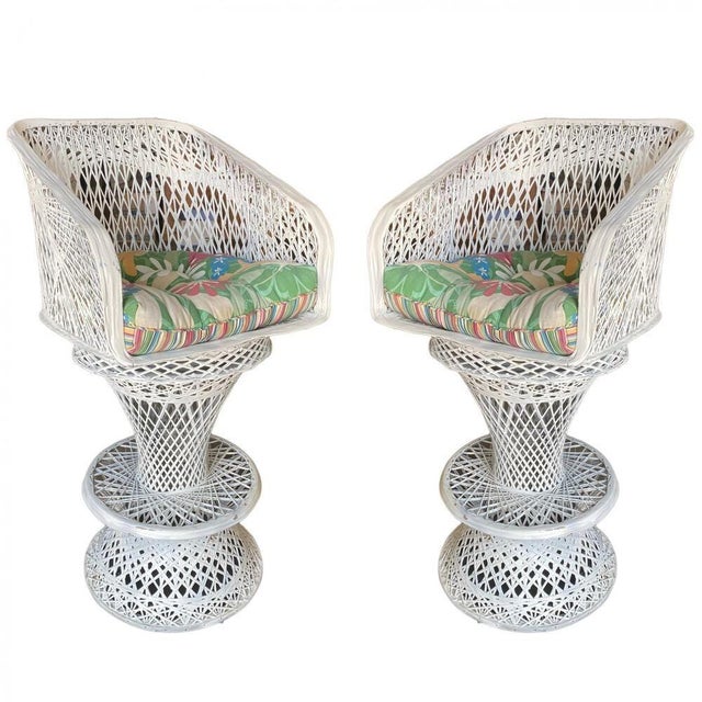 Elevate your home bar experience with this iconic Mid-Century Spun Fiberglass Barstool and Bar Set Attributed to Woodard....