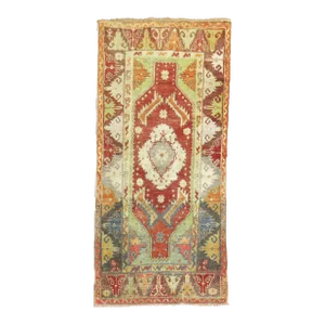 Early 20th Century Geometric Turkish Anatolian Small Rug, 3' X 6'1''