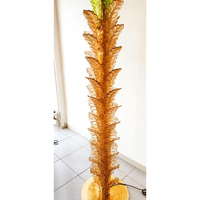 Palm Tree Floor Lamps in Brass & Murano Glass, Set of 2 For Sale - Image 9 of 17