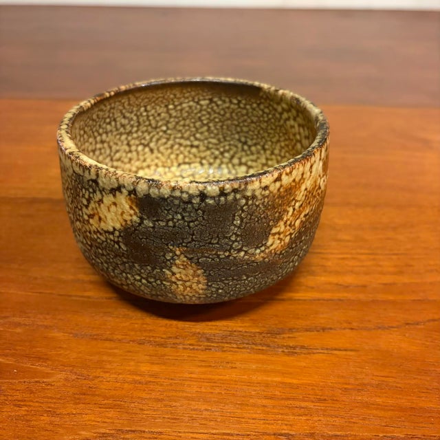 Vintage Japanese studio pottery tea bowl, likely intended for matcha or contemplative tea service, featuring a dramatic...