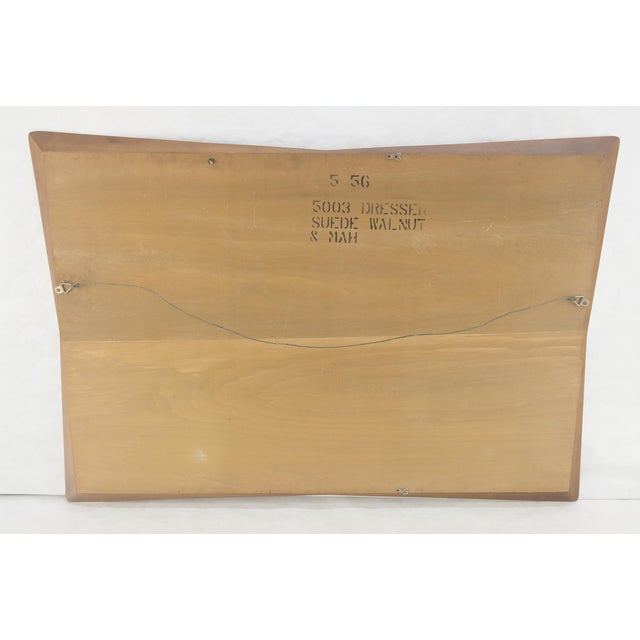 Brown Large MCM 51" Wide Light Walnut Bow Tie Rectangle 3D Frame Wall Mirror MINT! For Sale - Image 8 of 10