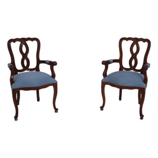 Pair of Mahogany Ribbon Back Armchairs For Sale