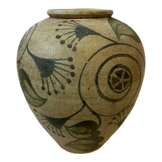 1970s Muted Ceramic Floral Vase For Sale