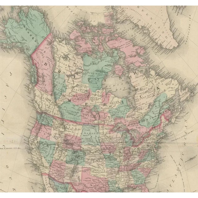 Antique Map of North America by Johnson, 1872 For Sale - Image 4 of 6