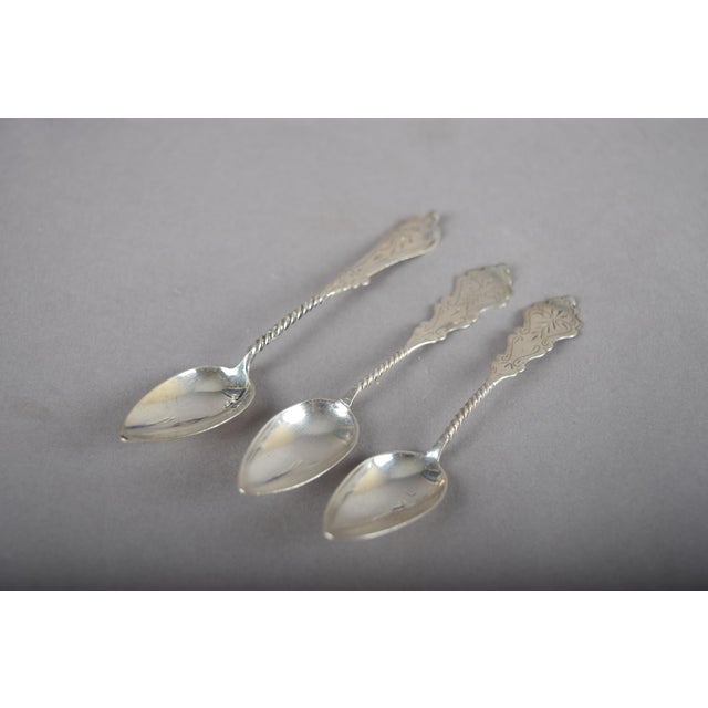 Metal Antique Silver-Mounted Cobalt Blue Glass Condiment Set, 1900, Set of 7 For Sale - Image 7 of 18