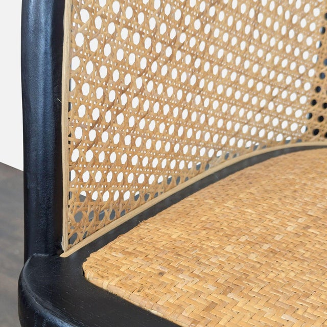 Wood Pottery Barn Barrel Back Cane Dining Armchair For Sale - Image 7 of 10