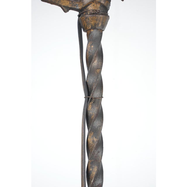 Mid 20th Century Mid 20th Century Restored Art Deco Cast Iron Bridge Floor Lamp For Sale - Image 5 of 15