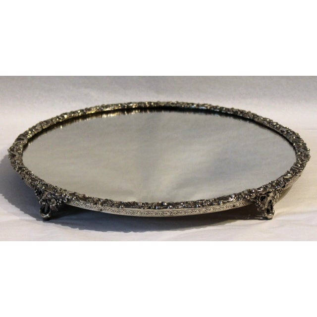 Silver 1930s Silver Plated Plateau Bordered With Scrolling Leaves For Sale - Image 8 of 8