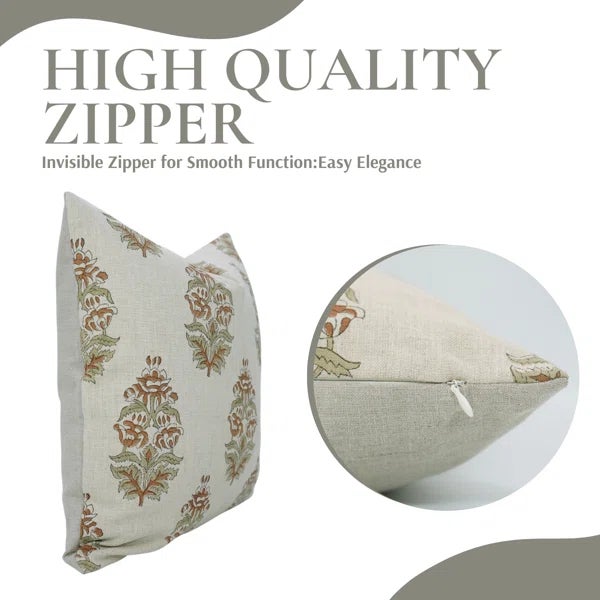 Industrial Fabdivine Handcrafted Block Print Cushion Cover 16x16 Inch -Hibicus For Sale - Image 3 of 5