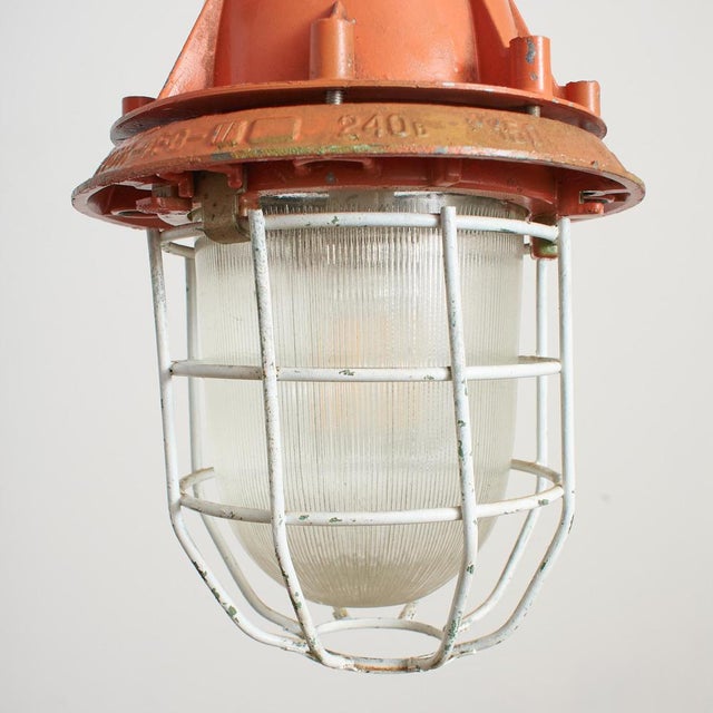 An original factory cage light which would have been used in a cold war ussr bunker. The light has been historically...