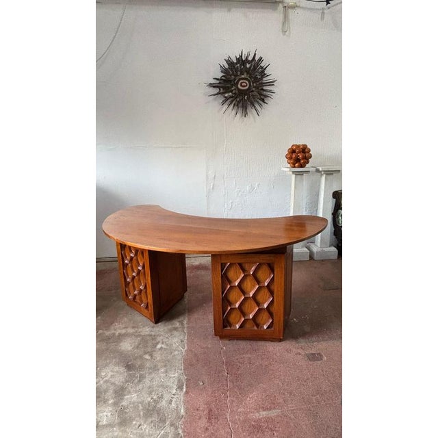 Mid-Century Modern Semi-Circular Desk, 1970s For Sale - Image 3 of 18