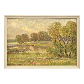 Arijs Skride, Summer Landscape, Oil on Canvas For Sale