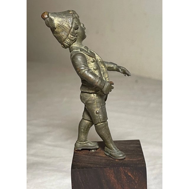 Quality Antique Miniature Gilt Bronze Boy Figural Mini Figure Statue Sculpture For Sale - Image 12 of 13
