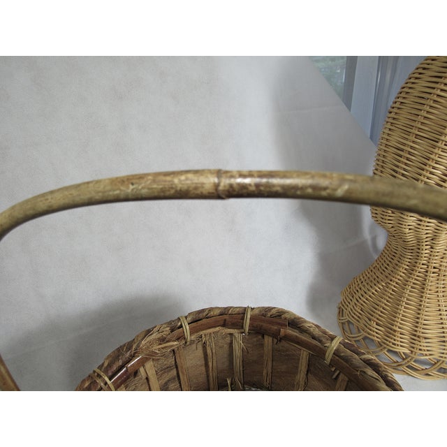 Rustic Vintage Wood Shave Natural Fiber Gathering Basket For Sale - Image 9 of 15