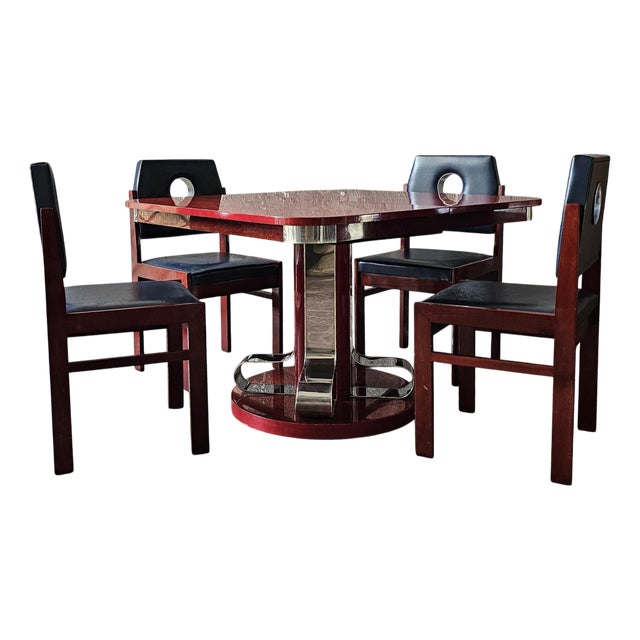 Dining Table and Chairs, Italy, 1970s, Set of 5 For Sale