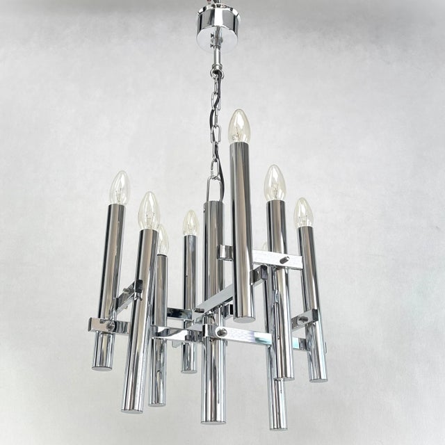 1970s Chrome Ceiling Lamp attributed to Gaetano Sciolari for Boulanger, 1970s For Sale - Image 5 of 10