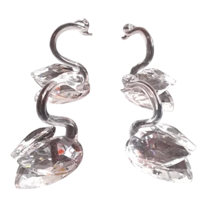 1980s Swarovski Style Crystal Swan Figurines Set of 4