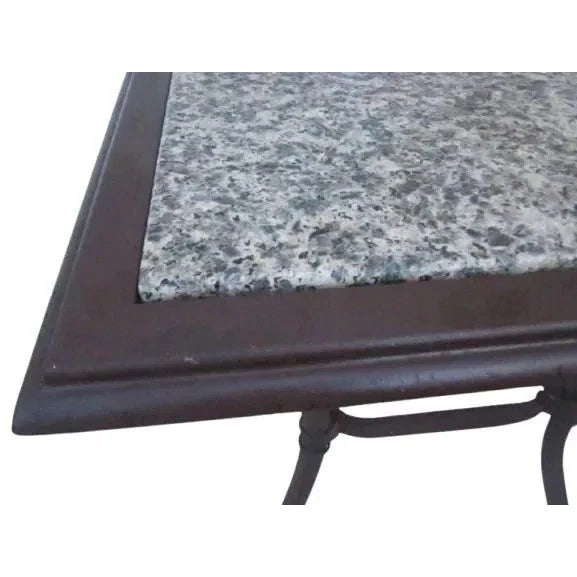 1980s Bistro Set Marble Table and Two Chair by Hampton Bay New Paint Black Metal, 3 Pieces For Sale - Image 4 of 9