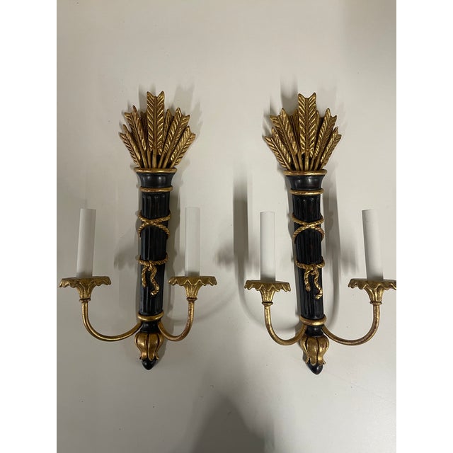 Vintage Louis XVI Style Two-Light Electric Wall Sconces--a Pair For Sale In New York - Image 6 of 13