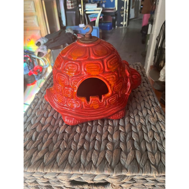 Metal 1960s Mid-Century Modern Drip Glaze Ceramic Hanging Turtle Ashtray Decoration For Sale - Image 7 of 9