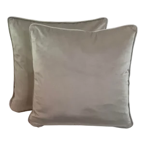 Contemporary Velvet Light Gray Pillows - A Pair