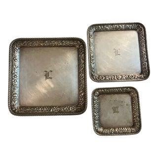 Antique Gorham Co. Serving Tray Set of 3 Plates For Sale