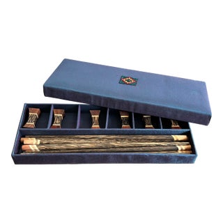 Late 20th Century Wooden Chopstick - 6 Pairs With Holders in a Boxed Set For Sale