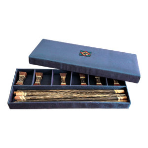 Late 20th Century Wooden Chopstick - 6 Pairs With Holders in a Boxed Set