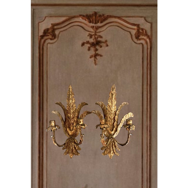 Antique Italian Giltwood Wall Candelabra Sconces, (Woodward & Lothrop Dept. Store Washington D C) For Sale - Image 14 of 16