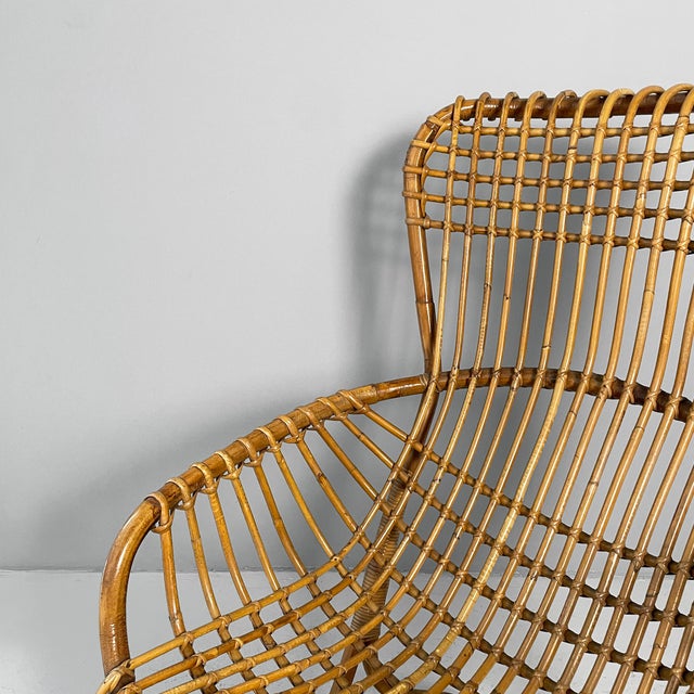 1950s Set of Mid-Century Modern Italian Rattan B4 Armchair and Ottoman from Tito Agnoli, 1950s For Sale - Image 5 of 18