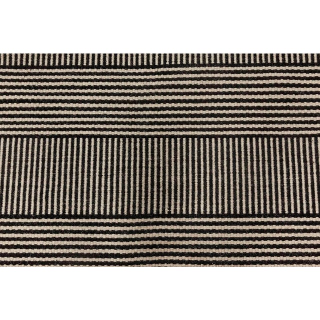 Custom Modern Striped Black Beige Flat-Woven Wool Rug by Doris Leslie Blau For Sale - Image 4 of 7