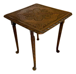 Antique George III Carved Mahogany Folding Corner Table, 1800