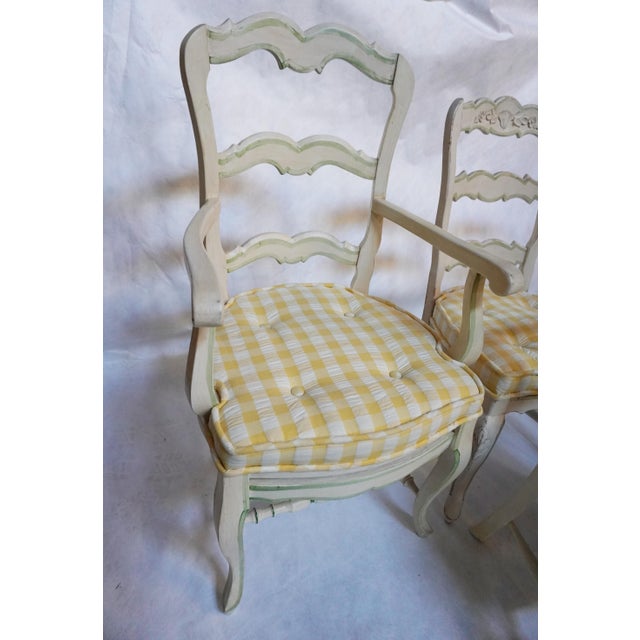 Antique White Set of 10 French Country Ladder Back Painted Chairs For Sale - Image 8 of 18