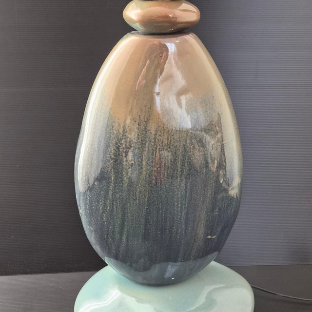 Olive Vintage Pebble Lamp in Ceramic by Francois Chatain, 1970s For Sale - Image 8 of 13
