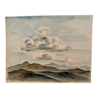 Henry Emil Salloch Original Watercolor on Paper Mountain Range, 1936. For Sale