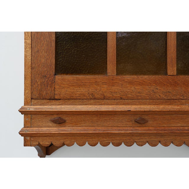 Art Deco Oak Wall Cabinet with Amber Glazed Door, Belgium, 1920s For Sale - Image 12 of 13