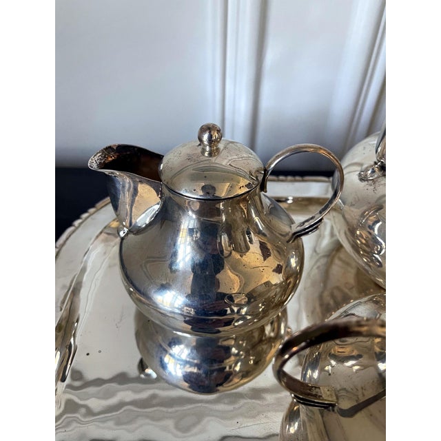 Wood Mexican Modernistic Sterling Silver Tea Coffee Set by Hector Aguilar For Sale - Image 7 of 18