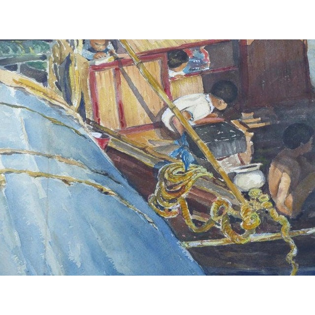Paint Carrie Jackson Davidson Watercolor Painting of Klongs in Hong Kong, 1957 For Sale - Image 7 of 8