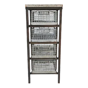 Late 20th Century Industrial Zinc Top Drawer Table