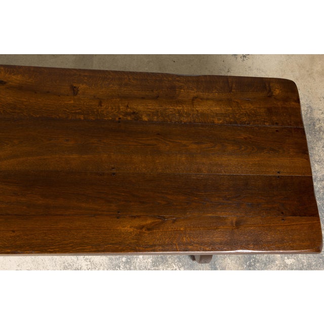 Brown 19th Century Spanish Oak Refectory Table With Monumental Trestle Base For Sale - Image 8 of 18