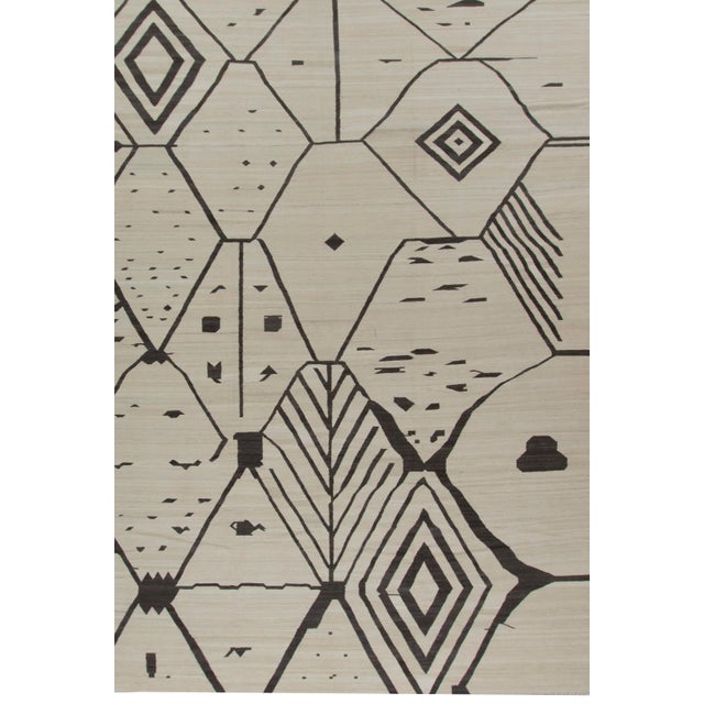 Beige Scandinavian Flatweave Hand Woven Wool Rug, 14ft X 15ft For Sale In New York - Image 6 of 8