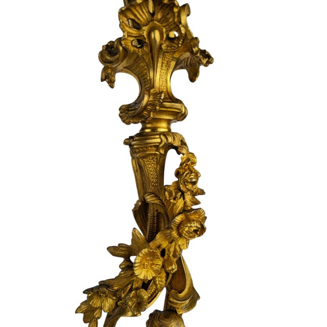 Rococo Gilt Bronze and Brass 5-Light Candelabras with Putti, Set of 2 For Sale - Image 5 of 10