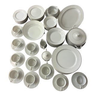 72 Piece Set of Lace Bouquet Pattern of Fine China Dinnerware For Sale
