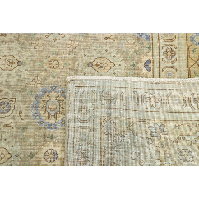 Antique 1920s Persian Tabriz Wool Rug With Floral Pattern in Beige For Sale - Image 9 of 9