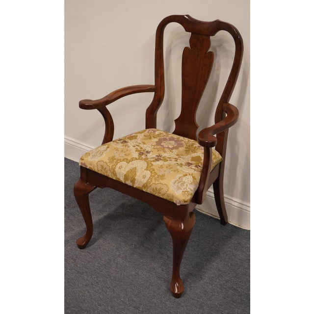 Cresent Furniture Solid Cherry Traditional Queen Anne Style Dining Arm Chair For Sale - Image 4 of 9