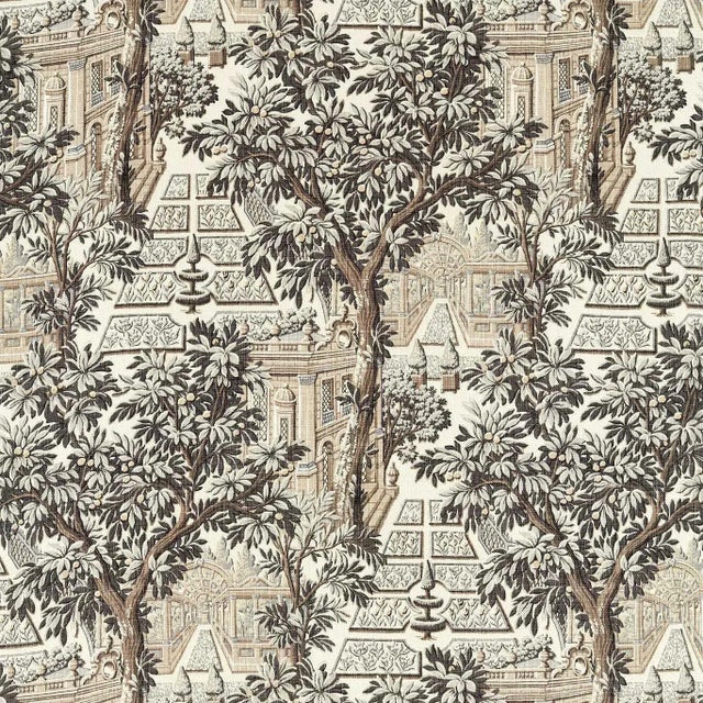Zoffany Italian Garden Fabric in Empire Grey For Sale