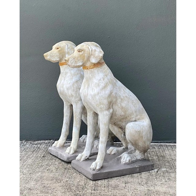 Sculpture Materials Vintage Cement Dog Sculptures - A Pair For Sale - Image 7 of 12